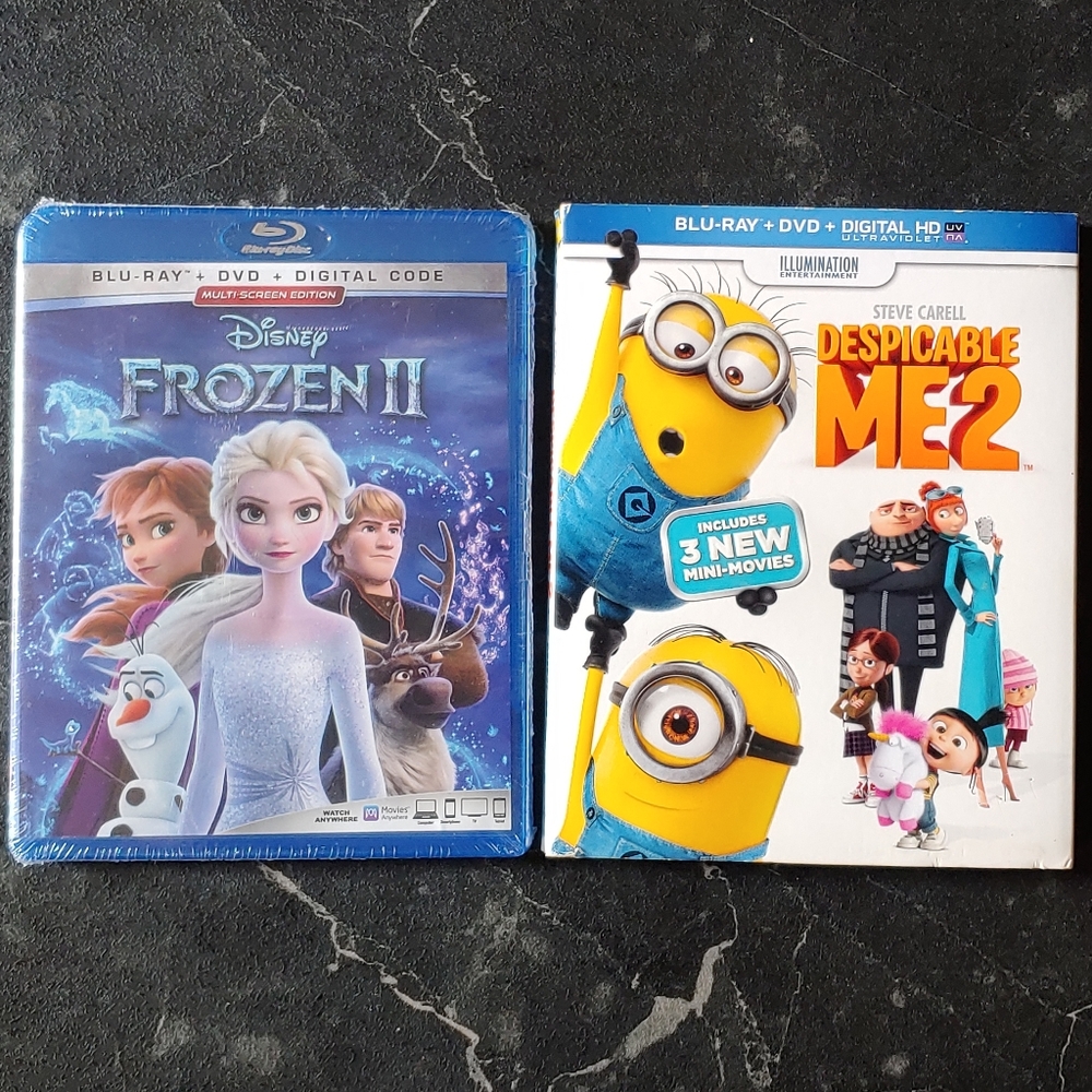 Kids BluRay Movie Bundle - 2019 Disney's Frozen 2 and 2013 Despicable Me 2